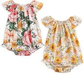 Simplee kids Baby Girls Summer Romper Onesie Infant Newborn Floral Ruffled Sleeveless Bodysuit