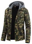 Pursky Men's Classic Camouflage Jacket Essential Stand Collar Zip-Up Lightweight Bomber Jacket Windbreaker Camo 3XL