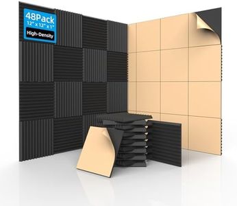 SD SODOCT 48 Pack Acoustic Foam Panels with Self Adhesive 12" X 12" X 1" Sound Proof Foam Panels for walls High Density Wedge Soundproof Wall Panels for Studio Office Gaming Room