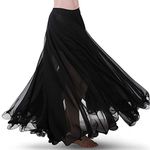 Baisdan Belly Dance Long Swing Skirt Festival Tribal Chiffon Maxi Full Skirt Black