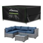 BEEWAY Garden Furniture Cover With Air Vent, Waterproof Patio Rattan Sofa Table Chair Set Cover - 420D Oxford Fabric, Windproof - Rectangular 200 x 160 x 72cm