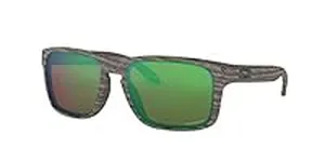 Oakley Men's OO9102 Holbrook Square Sunglasses, Woodgrain/Prizm Shallow Water Polarized, 57 mm
