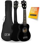 3rd Avenue Soprano Ukulele Beginner 21 Inch 4 Nylon Strings with Free Uke Bag – Black – FREE 1 Month Online Lessons