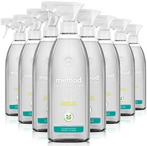 Method Daily Shower Cleaner Spray, Plant-Based & Biodegradable Formula, Spray and Walk Away - No Scrubbing Necessary, Eucalyptus Mint Scent, 828 ml Spray Bottles, 8 Pack, Packaging May Vary