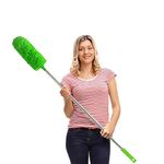 Feather Duster, Extendable Duster Microfiber Long Extension Pole Scratch Resistant Cover, Washable, Cleaning High Ceiling Fans, Blinds, Cobweb (Green)