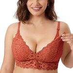 MOMANDA Women's Lace Nursing Bra Wirefree Padded Breastfeeding Maternity Bralette Cute Pumpkin 34D