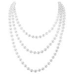 BBTO Pearl Necklaces Pearl Necklace 1920s Accessories Long Pearl Necklaces for Women Faux Round Pearl Necklace Artificial Pearl Necklace Costume Jewellery, Plastic, Plastic, Pearl