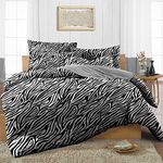 SGI Duvet Cover with 2 Pillowcovers Double Zebra Print Solid 300 Thread Count Egyptian Cotton Soft Durable Breathable Blanket/Rajai/Kambal/Quilt Case