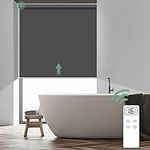 Yoolax Motorized Blinds with Remote, Waterproof Automatic Blinds for Windows 100% Blackout Smart Blinds Work with Alexa, Motorized Roller Shades Customized Size for Home, Office, Bathroom(Dark Grey)