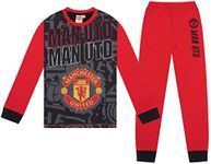 Manchester United FC Gift Boys Sublimation Long Pyjamas Black Red 9-10 Years