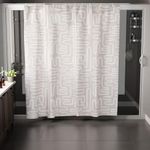 Encasa XO Bathroom Shower Curtain 6 Feet With 10 Hooks | (72x72 in) Quick Dry Heavy Printed Polyester Fabric Bathroom Curtains Waterproof | Machine Washable, Mould & Mildew Resistant - Boho Maze Beige
