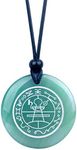 Magic Human Secret Seal of Solomon Pendant - Supernatural Gemstone - Key of The King Medallionn - Pentagram Necklace - Evil Eye Protection Amulet - Miraculous Medal - Green Quartz