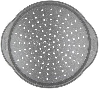 Salter BW12809EU7 Marblestone 37 cm Pizza Tray – Non-Stick Oven Sheet with Handles, Perforated Base for Even Cooking, Oven Safe up to 220°c, Carbon Steel Ovenware, Easy to Clean, PFOA-Free Chip Tray