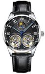 AILANG Men's Skeleton Watches Automatic Mechanical Ailang Watch with Dual Balance Wheels (Black)