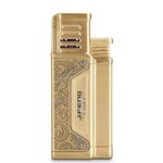 JIFENG Touch Lighter Single Jet Flame,Windproof Refillable Butane Lighter with Adjustable Flame and Fuel Window (Gas Not Included)