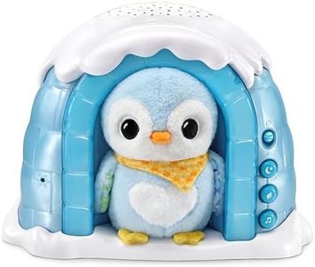 VTech - Veilleuse P’tit Pingouin Nuit Étoilée, Igloo Veilleuse Bébé Musicale, Projection Lumineuse au Plafond, Musique Douce, Bruits Blancs, Doudou Pingouin, Cadeau de Naissance - Contenu en Français