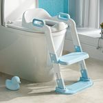 RGKQSY Toddler Potty Training Toilet Seat - Foldable Potty Train Chair Adapter, Portable Step Stool - Blue