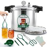 Huanyu 22L Pressure Canner with 5-10-15 PSI Pressure Weight and Pressure Gauge Can Sterilizer with Alloy Base Compatible for Induction and Gas Stoves Multifunction Pressure Cooker and Pressure Canner