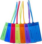 Luggage Tags 8 Pack，Auervo Flexible Silicone Travel Tags, ID Labels, Name Card Holder for Baggage Bags Suitcases Backpacks 8 Colors (8pcs)