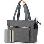 CURMIO Teacher Tote Bag for Women, Portable Teacher Work Bag with Padded Sleeve and Compartments for Laptop, School Supplies, Ideal Gifts for Teachers, Gray, Bag Only