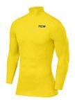 TCA Boys' Pro Performance Compression Base Layer Long Sleeve Top - Mock Neck - Sonic Yellow, 12-14 Years