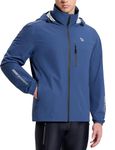 BALEAF Men's Rain Jacket Waterproof Windbreaker Packable Hood Running Cycling Gear, Navy Blue, Large