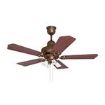 Polycab Poise 1200mm 3 Star BLDC Premium Ceiling Fan With Remote For Home | Wooden Finish Blades Underlights, Energy Efficient, 100% Copper | Free Installation, 2 Years Warranty【Copper Rosewood】