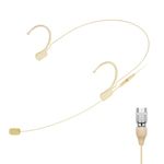 KIMAFUN Beige Headset Microphone, Pro Over-Ear Condenser Headworn Mic Compatible with Audio Technica Wireless Bodypack Transmitters, Ideal for Stage Performances, Hosting, Teaching, Public Speaking