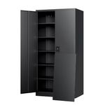 Yizosh Metal Garage Storage Cabinet with Lock, 71" Locking Tool Cabinet with 2 Doors and 5 Shelves, Tall Steel Cabinet for Garage, Heavy Duty File Cabinet for Office, School (Black)