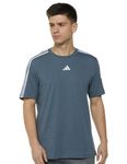 adidas Men's Striped Regular Fit T-Shirt (JE6917_Onix