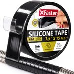 XFasten Self-fusing Silicone Tape Pro, Black, 1.5-Inch x 15-Feet, 30mils Weatherproof Silicone Rubber Sealing Tape for Outdoor Coax, Electrical Cable, Radiator Hose, Pipe Leaks and Emergency Repairs