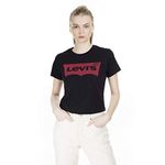 Levi's Women's The Perfect Tee- Large Batwing Logo T-Shirt, Stonewashed Black, XS