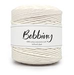 BOBBINY | Single Strand Cotton Macrame Cord Thread Rope for Crafts, Macrame DIY and Other Projects | Off White | 4mm, 10 Meter,1 count