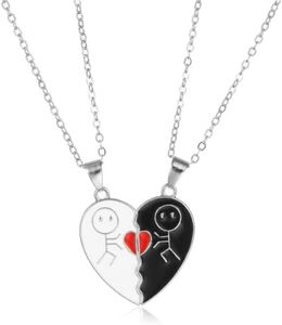 LEEQBCR Set di 2 Pezzi di Collana con Ciondolo dell'amicizia, Collana BFF, Collana del Migliore Amico, Collana con Cuore da combinatore in Bianco e Nero per Ragazzi e Ragazze Regalo di Compleanno