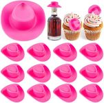 FFNIU 20Pcs Pink Mini Cowboy Hat, Plastic Mini Western Cowgirl Hat, Cute Doll Hat Party Hats for Pretend Play Dollhouse Decoration