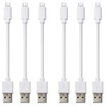 CLZWiiN Short Micro USB Cable (6 Pack 8inch White), Android Phone Charger Cord, High Speed Charging and Sync Data Cables for Charging Station, Compatible with Samsung, HTC, Motorola, Kindle, Tablet