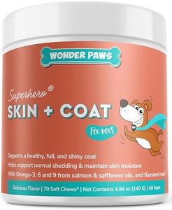 Wonder Paws Skin & Coat Supplement for Dogs with Salmon Oil, Omega 3 & 6, EPA & DHA, Promotes Healthy Skin and Coat, Itchy Relief, Joint and Overall Health, Delicious Flavor, 70 skin & coat Soft Chews