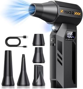 150000 RPM Compressed Air Duster with LED Display&Light, 4-Gear | Electric Duster Blower with Brushless Motor,80 m/s,Lightweight,5 Nozzles,Fast Charging for PC/Keyboard/Home/Outdoor/Car