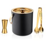 Steren Impex | Stainless Steel 3 Piece Gold (PVD Coated) Bar Set for Drink/Gift, Double Wall - Ice Bucket, Tong & Peg Measure