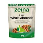 Zeina California Raw Almonds Extra No.1 (1Kg) - Vegan and Kosher Approved Healthy Snack High in Fibre, Minerals, Vitamin E