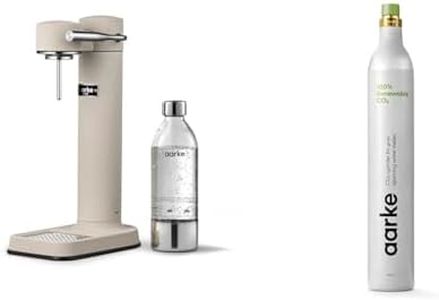 Aarke Carbonator 3 Wassersprudler, Sand Finish + Aarke 60L CO2-Zylinder, 100% erneuerbares CO2