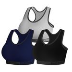 DEVECCO Racerback Sports Bras for Women Medium Support Wireless Padded Full Coverage Workout Bra Multipack