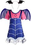 Dressy Daisy Little Girls Dress Up Halloween Costume Fancy Party Vampire Outfit Set with Bat Headband and Wings Size 5-6, 095A