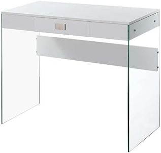 SoHo 1 Drawer Glass 36 inch Desk, White