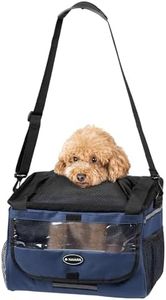 Navaris Pet Carrier for Bikes - Bike Basket Dog Carrier - Ideal Carriers for Small to Medium Dogs Up to 10kg (22lbs) - Drawstring Bag with Secure Locks and Strap - Blue
