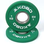 Kobo Urethane Olympic Fractional Plates/Fractional Weight Plates 2 inch Steel Ring Olympic Weightlifting Crossfit Gym Eco-Friendly Competition CPU Plate for Incremental Weights (1Kg x 2 = 2 Kg)