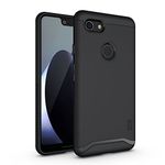 TUDIA DualShield Designed for Google Pixel 3 XL Case, [Merge] Shockproof Military Grade Dual Layer Heavy Duty Tough Slim Protective Case Cover - Matte Black