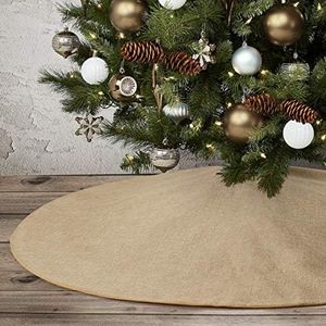 yuboo Burlap Christmas Tree Skirt,48" Rustic Jute Linen Xmas Fall Tree Skirt for Farmhouse Autumn Fall Christmas Decorations Ornaments