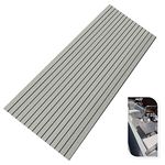 EVA Foam Boat Flooring Sheet for Yacht Marine Faux Teak Decking Carpet 94.5''×35.4'' Non Skid Mat with Adhesive (Light Gray_Black Stripes)