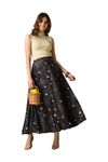 VAGISHA Designer Lehanga Style Full Flared Printed Skirts for Women's/Girls/Ladies (XXXL, Black Rose Print)